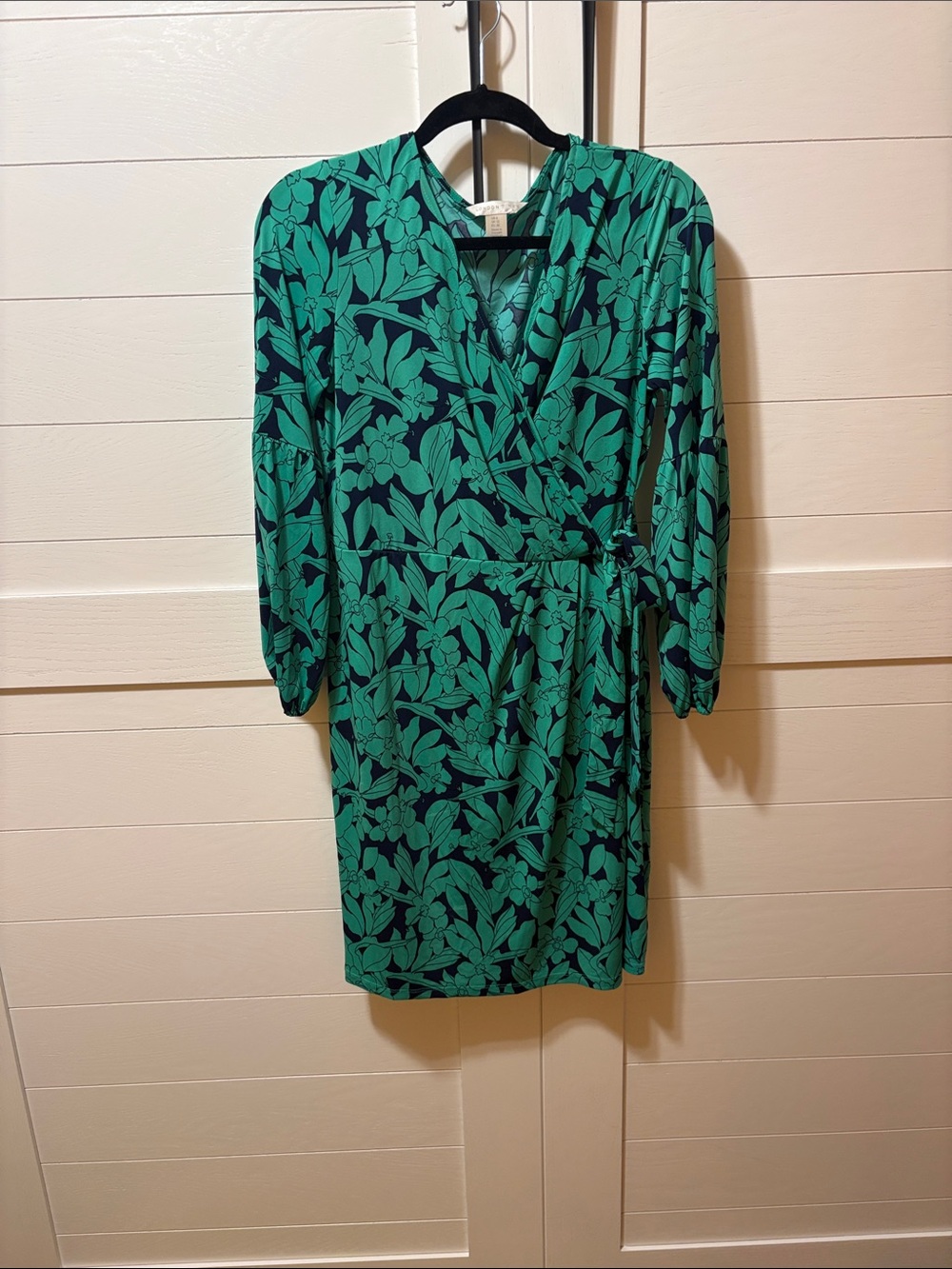 London Times Green Floral Wrap-Style Midi Dress